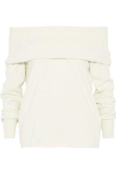 Shop Joie Woman Bade Off-the-shoulder Cotton And Cashmere-blend Sweater Off-white