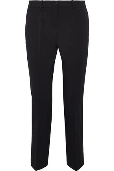 Shop Michael Kors Collection Woman Cropped Stretch-wool Twill Slim-leg Pants Black