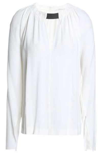 Shop House Of Dagmar Vera Cutout Crepe Blouse In Ivory