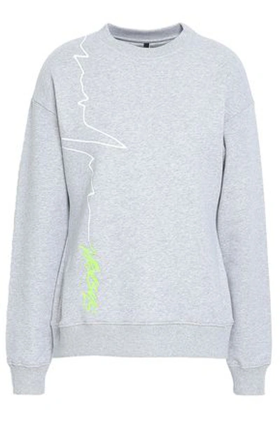 Shop Versus Versace Woman Embroidered Printed French Cotton-terry Sweatshirt Light Gray