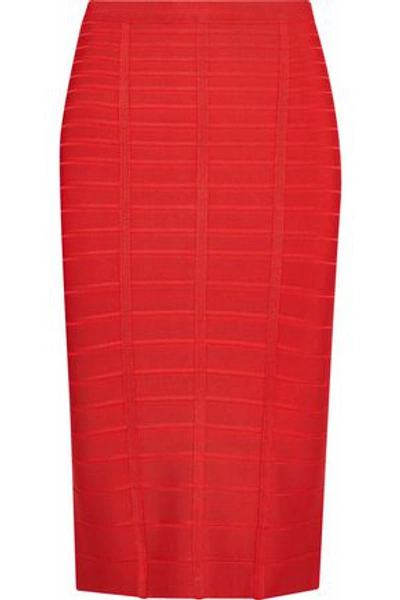 Shop Herve Leger Hervé Léger Woman Sia Bandage Pencil Skirt Red