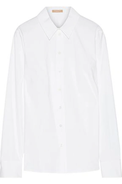 Shop Michael Kors Stretch-cotton Poplin Shirt In White