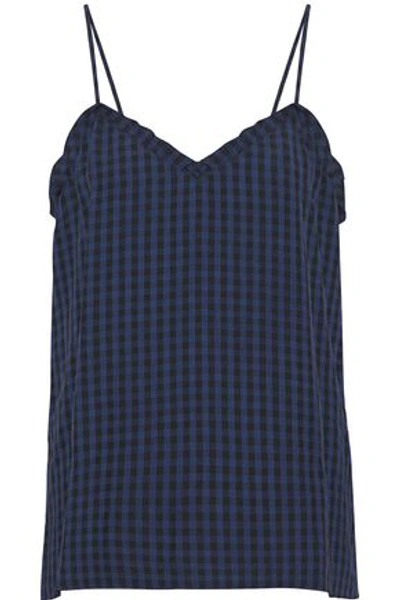Shop Tibi Gingham Flannel Camisole In Navy
