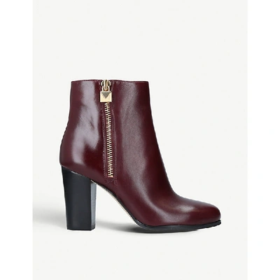 Shop Michael Michael Kors Margaret Zipped Leather Boots In Red/dark