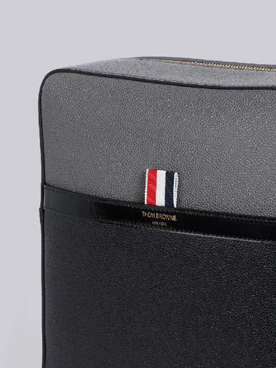 Shop Thom Browne Colourblock Camera Bag With Shoulder Strap In Pebble & Calf Leather In Black