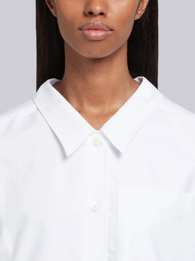 Shop Thom Browne Bow Collar Oxford Cuban Tee In White