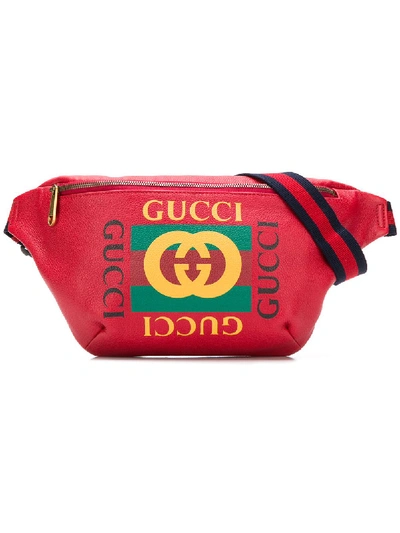 Shop Gucci Logo Motif Belt Bag - Red