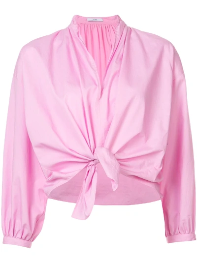 Shop Tome Bow-tied Cropped Shirt - Pink