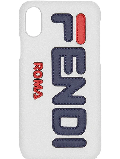Shop Fendi Mania Logo Iphone X Case - Farfetch In F15hp-white +blueberry