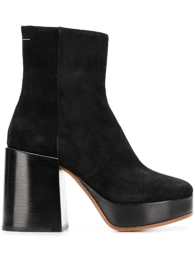 Shop Mm6 Maison Margiela Platform Ankle Boots - Black