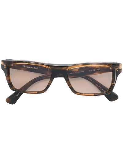 Shop Christian Roth Square Frame Sunglasses In Brown