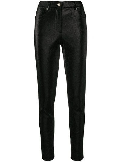 Shop Moschino Skinny Fit Trousers - Black