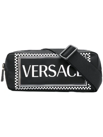 Shop Versace Logo Print Belt Bag In Black