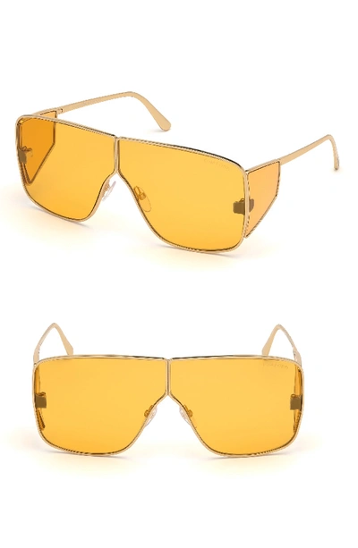 Shop Tom Ford Spector 72mm Geometric Sunglasses - Shiny Yellow Gold/ Orange
