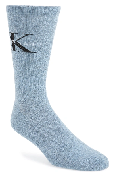 Shop Calvin Klein Logo Socks In Sky Blue