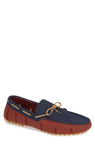 Shop Swims Lux Driving Loafer In Red Lacquer/ Navy/ Gum