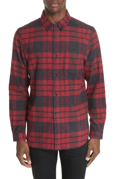 Shop John Elliott Brushed Flannel Shirt In Red