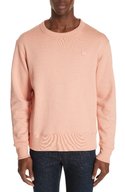 Shop Acne Studios Fairview Face Crewneck Sweatshirt In Pale Pink
