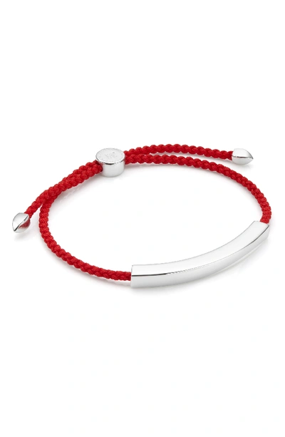 Shop Monica Vinader Linear Friendship Bracelet In Silver/ Coral