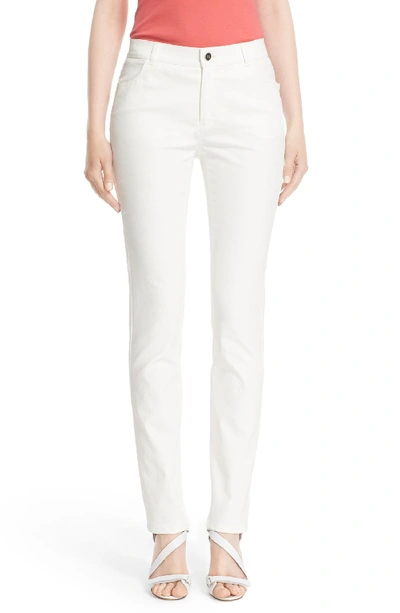 Shop Lafayette 148 Waxed Denim Slim Leg Jeans In White