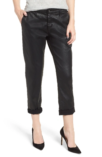 Shop Ag Caden Crop Twill Trousers In Leatherette Super Black