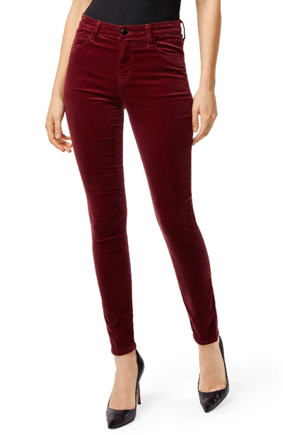 J Brand Maria High Waist Velvet Skinny Jeans In Oxblood | ModeSens