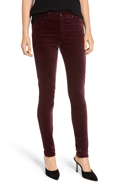 Shop Ag The Farrah High Waist Velvet Jeans In Rich Carmine