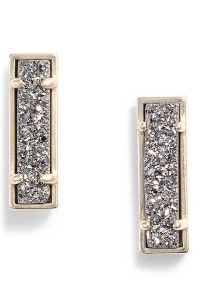 Shop Kendra Scott Lady Stud Earrings In Platinum Drusy/ Gold
