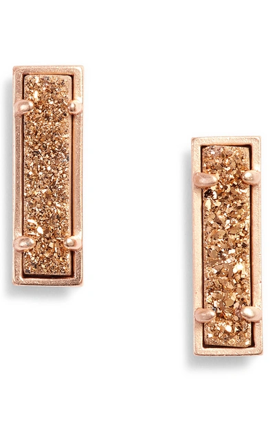 Shop Kendra Scott Lady Stud Earrings In Rose Gold Drusy/ Rose Gold