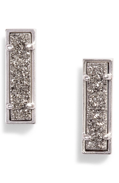 Shop Kendra Scott Lady Stud Earrings In Platinum Drusy/ Silver