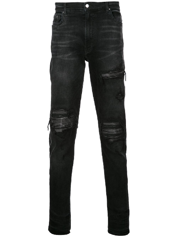 Amiri Distressed Slim-fit Jeans - Black | ModeSens