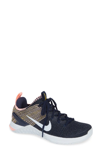 Shop Nike Metcon Dsx Flyknit 2 Training Shoe In College Navy/ Blue Tint/ Pink