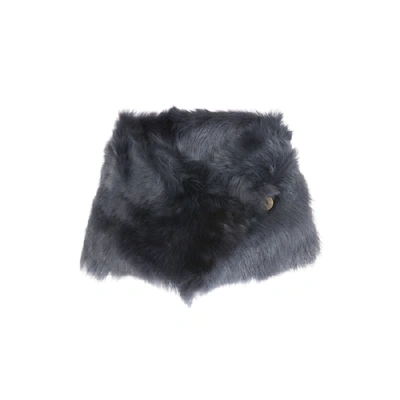 Shop Gushlow & Cole Two Button Shearling Snood Scarf In Navy