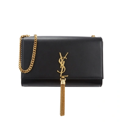 Shop Saint Laurent Kate Medium Leather Shoulder Bag In Black