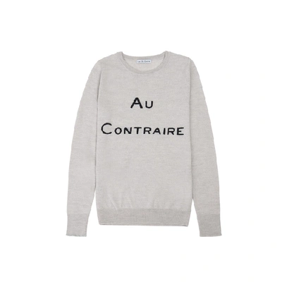 Shop Ille De Cocos Au Contraire Merino Sweater - Pebble- Dark Grey- Silver In White