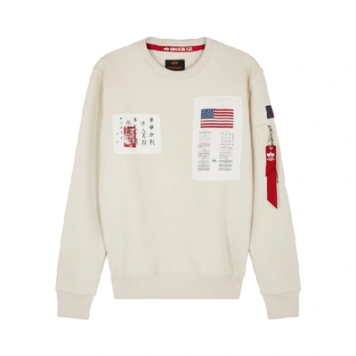 Shop Alpha Industries Blood Chit Appliquéd Cotton-blend Sweatshirt In Cream