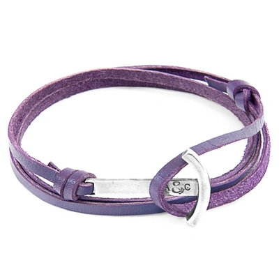 Shop Anchor & Crew Grape Purple Clipper Anchor Silver And Flat Leather Bracelet