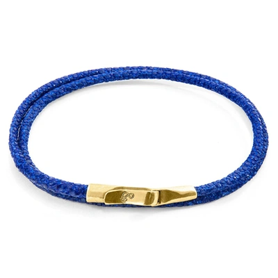Shop Anchor & Crew Azure Blue Liverpool 9ct Yellow Gold And Stingray Leather Bracelet