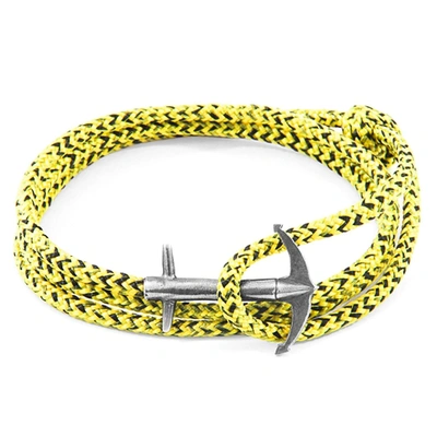 Shop Anchor & Crew Yellow Noir Admiral Anchor Silver And Rope Bracelet