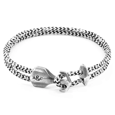 Shop Anchor & Crew White Noir Delta Anchor Silver And Rope Bracelet