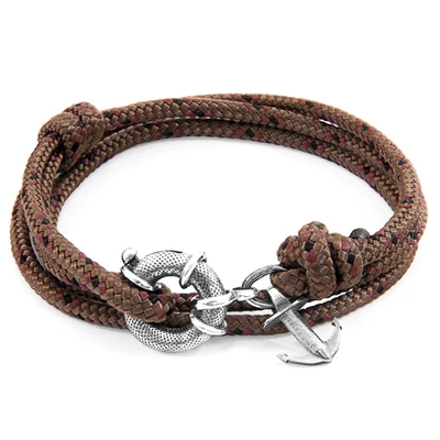 Shop Anchor & Crew Brown Clyde Anchor Silver And Rope Bracelet