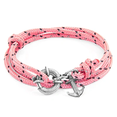 Shop Anchor & Crew Pink Clyde Anchor Silver And Rope Bracelet
