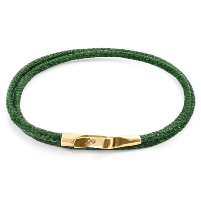 Shop Anchor & Crew Racing Green Liverpool 9ct Yellow Gold And Stingray Leather Bracelet