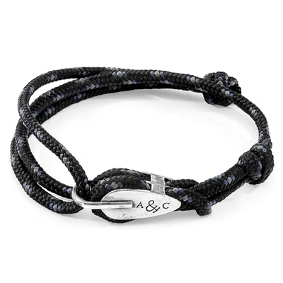 Shop Anchor & Crew Black Tyne Silver And Rope Bracelet