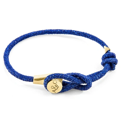 Shop Anchor & Crew Azure Blue Dundee 9ct Yellow Gold And Stingray Leather Bracelet