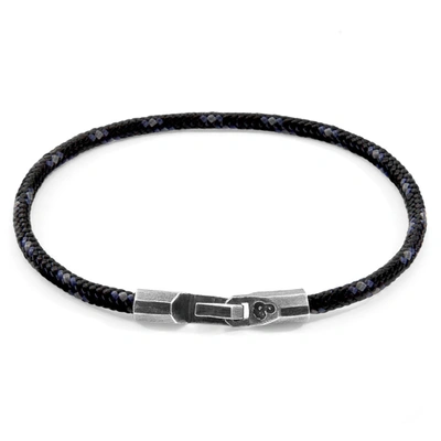 Shop Anchor & Crew Black Talbot Silver And Rope Bracelet