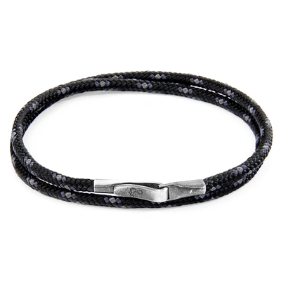 Shop Anchor & Crew Black Liverpool Silver And Rope Bracelet