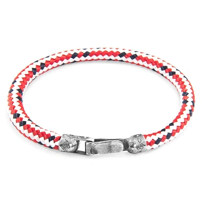 Shop Anchor & Crew Red Dash Paignton Silver And Rope Bracelet