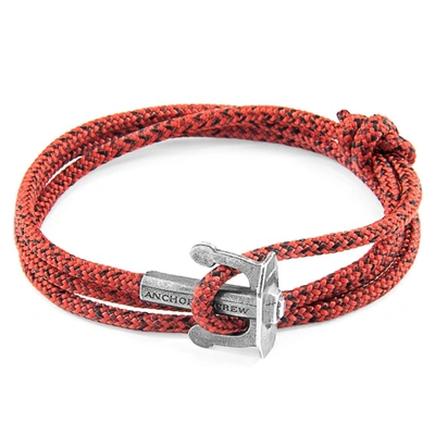 Shop Anchor & Crew Red Noir Union Anchor Silver And Rope Bracelet