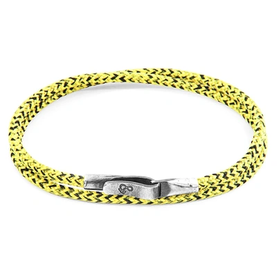 Shop Anchor & Crew Yellow Noir Liverpool Silver And Rope Bracelet